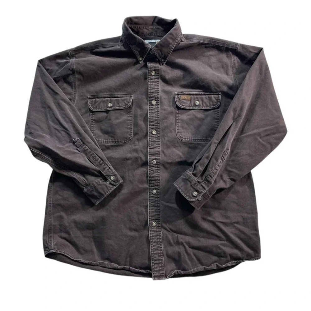 Vintage Carhartt Button Up Workwear Collar Outdoors 100% Cotton Men's‎ XL
